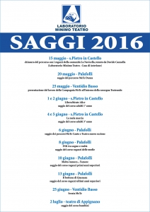 SAGGI 2016 PROGRAMMA